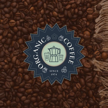 Organic Coffee Beans Logo 1080x1080pxデザインテンプレート