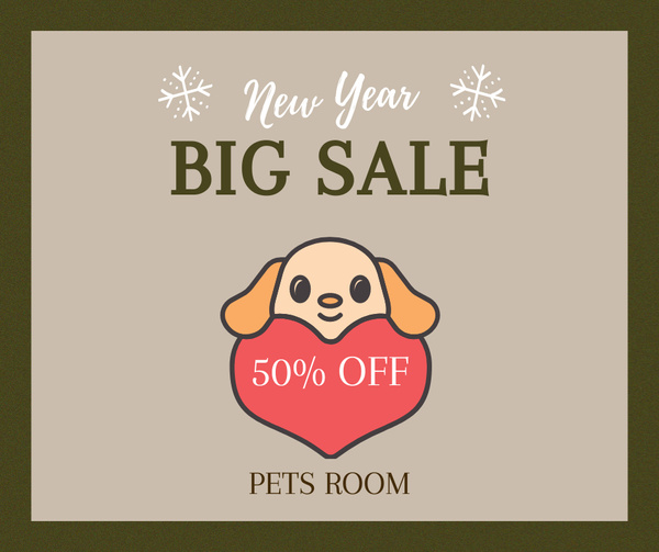 New Year Sale Announcement with Cute Dog