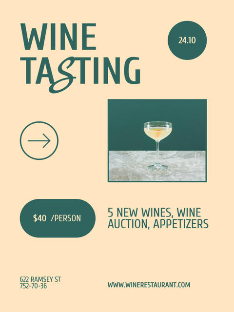Wine Tasting Event Ad Poster 36x48in Šablona návrhu