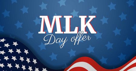 Designvorlage MLK Day Offer with American Flag für Facebook AD