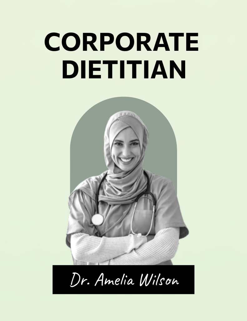 Professional Dietitian Services Offer with Muslim Female Doctor Flyer 8.5x11in Design Template
