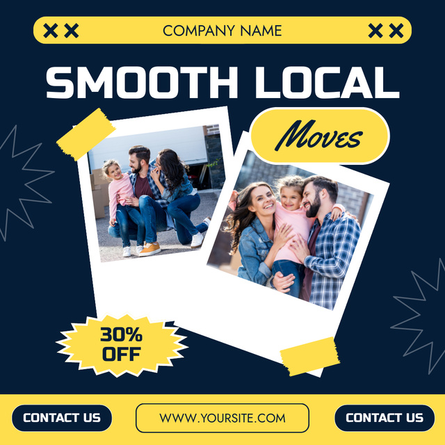 Designvorlage Offer of Smooth Local Moving Services with Happy Family für Instagram AD