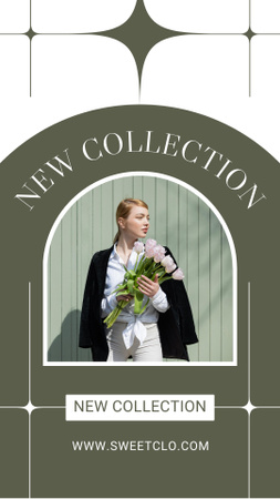 Lady with Flowers for New Fashion Collection Ad Instagram Story Šablona návrhu