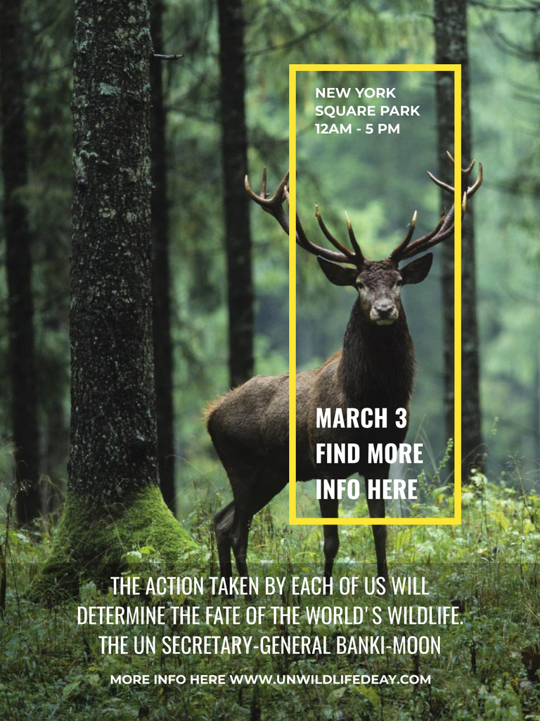 Eco Event announcement with Wild Deer Poster US – шаблон для дизайна