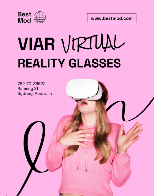 Szablon projektu Sale of Virtual Reality Glasses with Woman Poster 22x28in