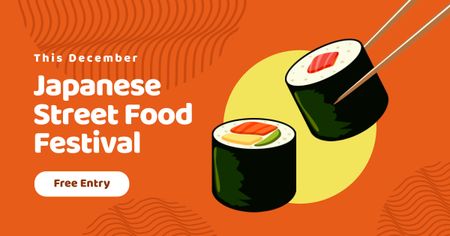 Japanese Street Food Festival Announcement Facebook AD Design Template
