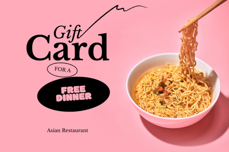 Asian Restaurant Ad with Noodles Gift Certificate tervezősablon