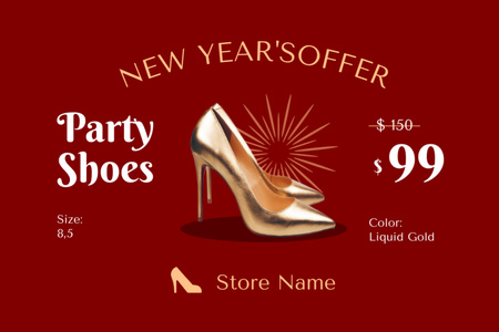New Year Offer of Party Shoes Label Design Template