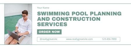 Offering Services for Planning and Construction of Swimming Pools Facebook cover Design Template