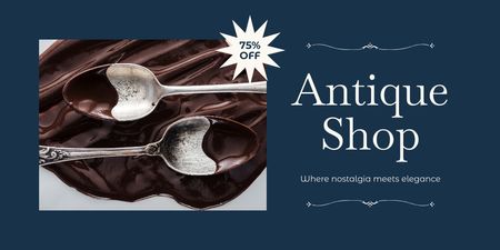 Template di design Cucchiai d'argento e oggetti d'antiquariato in negozio Twitter