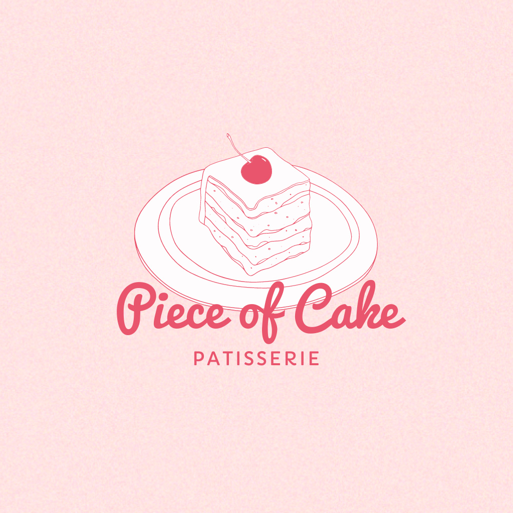 Bakery Ad with Yummy Piece of Cake Logo Πρότυπο σχεδίασης