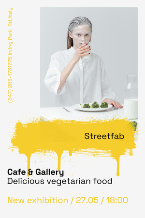 Designvorlage Einladung zum Café und zur Kunstgalerie für Pinterest