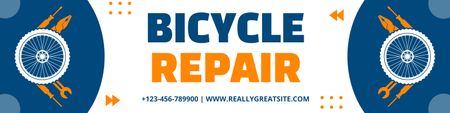 Plantilla de diseño de Oferta de reparación y mantenimiento de bicicletas en color azul Twitter 