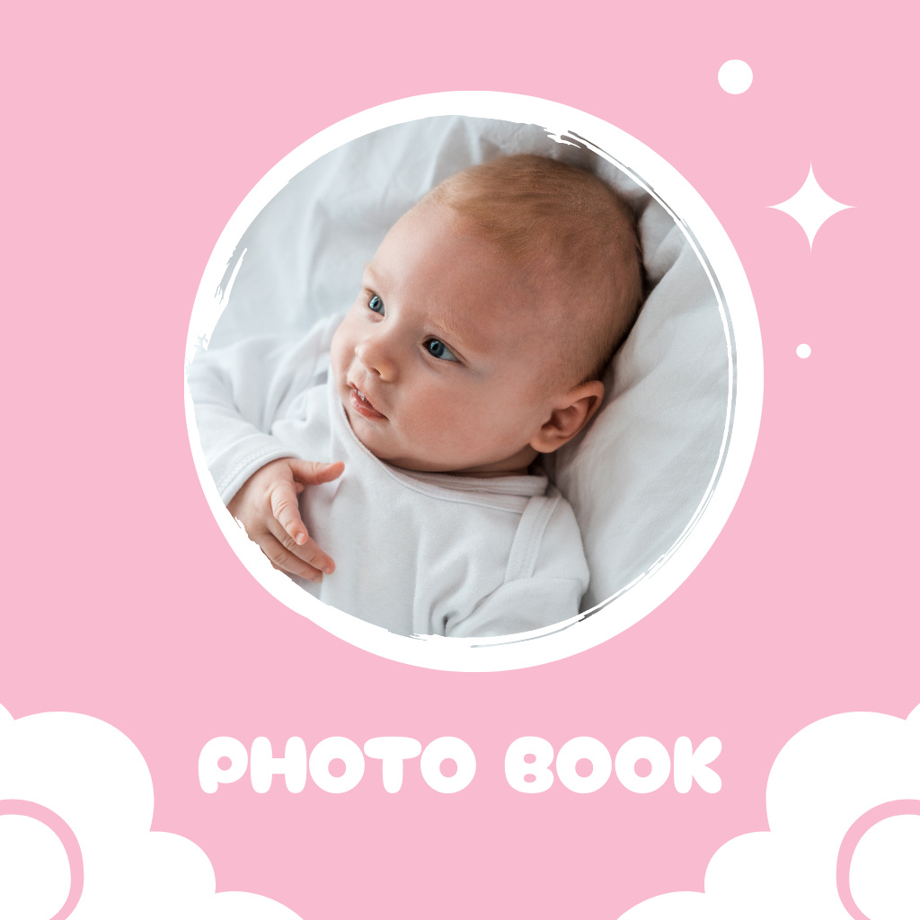 Designvorlage Photos of Cute Little Newborn Baby für Photo Book