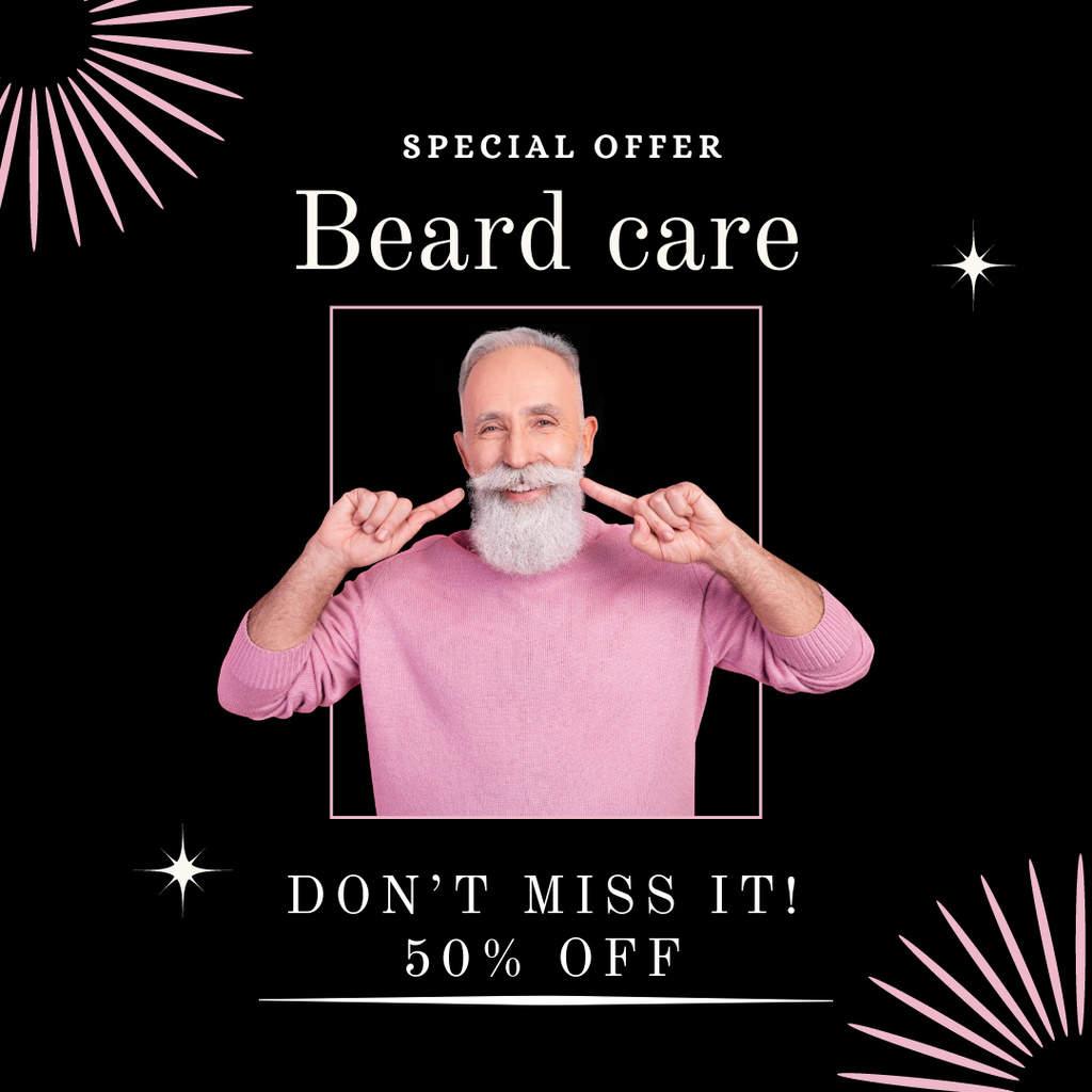 Beard Care With Discount For Seniors Instagram Modelo de Design
