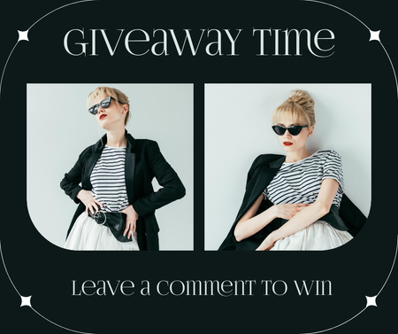 Giveaway Announcement with Stylish Woman Facebook Modelo de Design