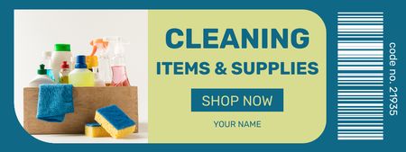 Cleaning Items and Supplies Blue Green Coupon Design Template