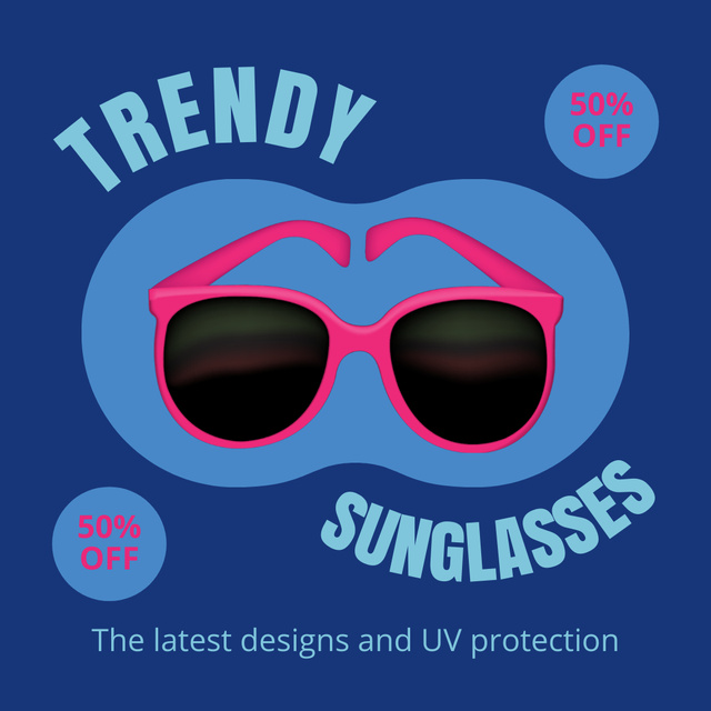 Designvorlage UV Protection Stylish Sunglasses at Half Price für Animated Post