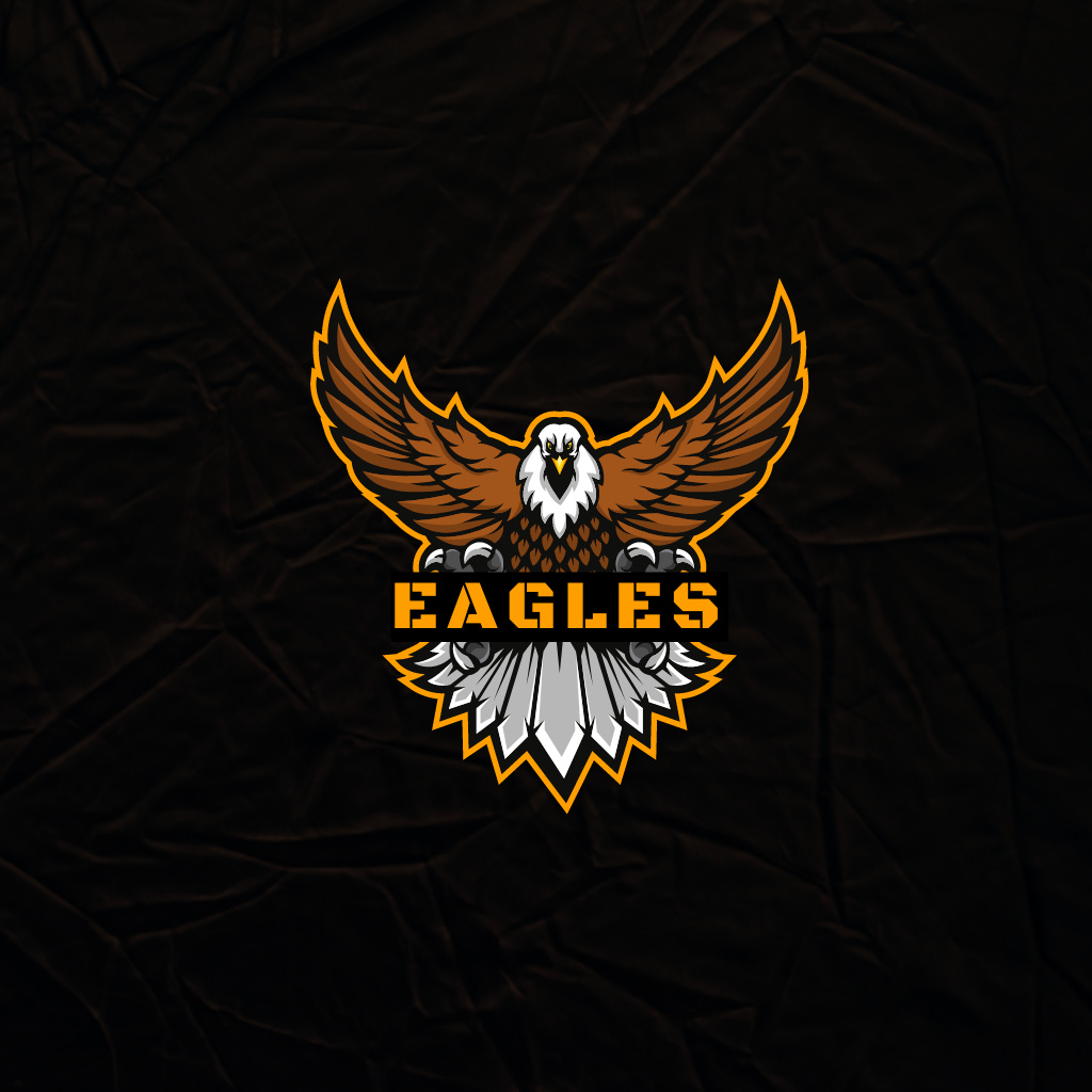 Designvorlage Sport Team Emblem with Eagle Illustration für Logo
