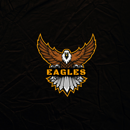 Modèle de visuel Emblème de l'équipe sportive avec illustration d'aigle - Logo