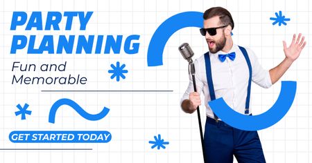 Planning Party with Stylish Young Singer Facebook AD Design Template