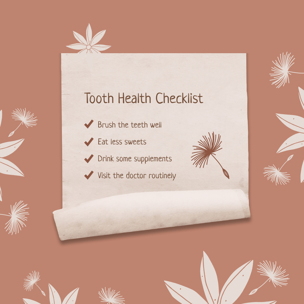 Tooth Health Checklist Instagram – шаблон для дизайну