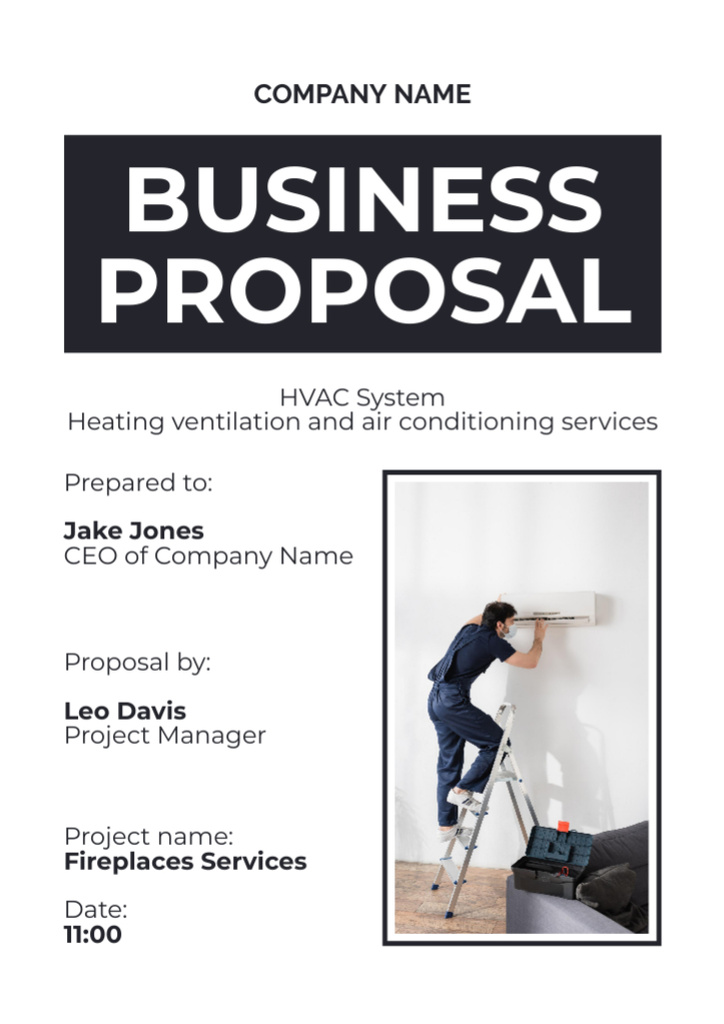 HVAC Services Business Proposal Šablona návrhu