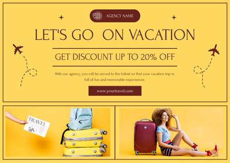 Platilla de diseño Vacation Offer with Travel Agency Card