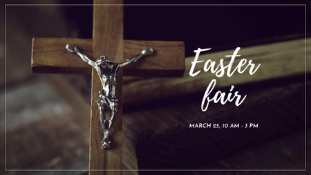 Easter Fair Announcement with Wooden Cross FB event cover tervezősablon