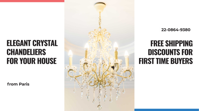 Designvorlage Chic Chandeliers Free Shipping Offer für FB event cover