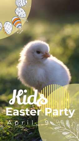 Cute Chicken With Easter Party For Kids Announcement TikTok Video Design Template