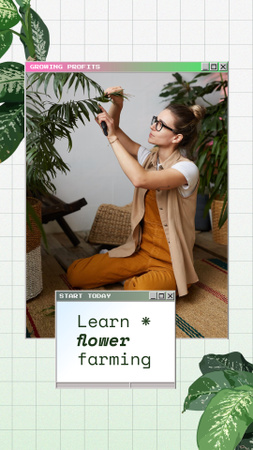 Woman caring for Flowers Instagram Story Design Template