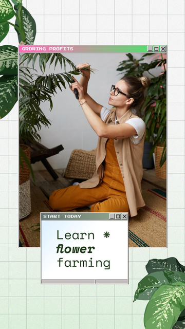 Woman caring for Flowers Instagram Story – шаблон для дизайну