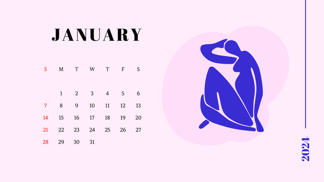 Ontwerpsjabloon van Calendar van Creative Illustration of Female Silhouette