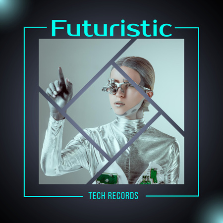 Ontwerpsjabloon van Album Cover van Futuristic Woman in Metauniverse