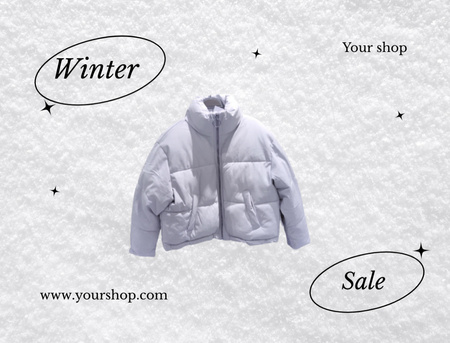 Plantilla de diseño de Rebajas de invierno de elegantes chaquetas de plumas Postcard 4.2x5.5in 