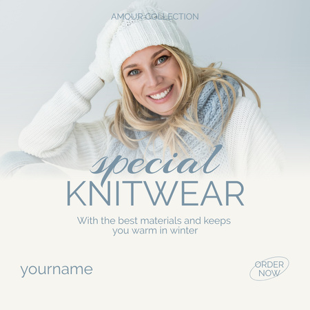 Women's Knitwear Sale Announcement Instagram AD Design Template