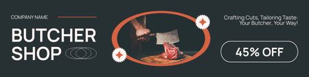 Discounts on Fresh Meat in Butcher Shop Twitter Design Template