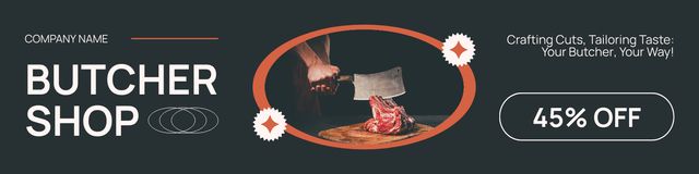 Discounts on Fresh Meat in Butcher Shop Twitter Modelo de Design