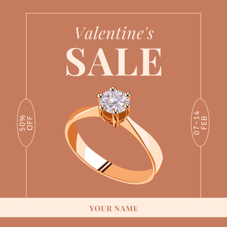 Valentine's Day Jewelry Sale Announcement Instagram AD Design Template