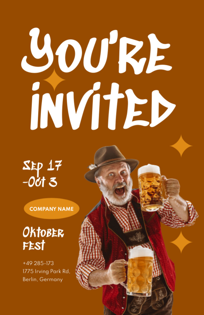 Enthusiastic Celebration Oktoberfest in Style Offer Invitation 5.5x8.5inデザインテンプレート