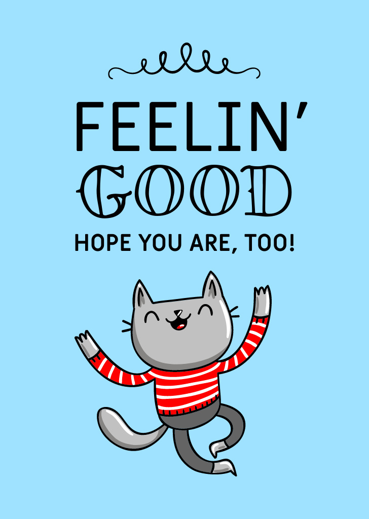 Template di design Funny Cat in Striped Red Sweater Postcard A6 Vertical