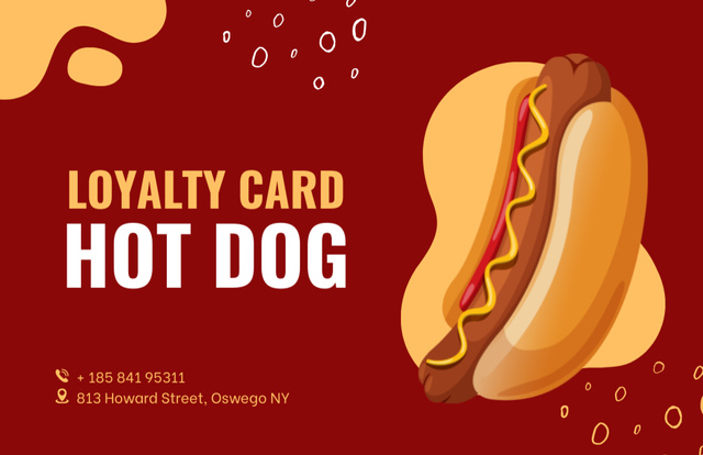Hot-Dogs Discount Offer on Red Business Card 85x55mm Tasarım Şablonu