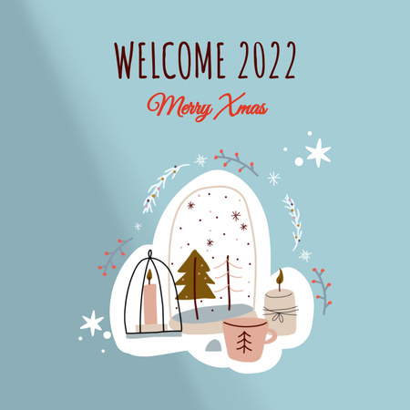 Designvorlage New Year and Christmas Greeting für Instagram