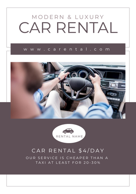 Advertisement for Car Hire Service Poster 28x40in Design Template