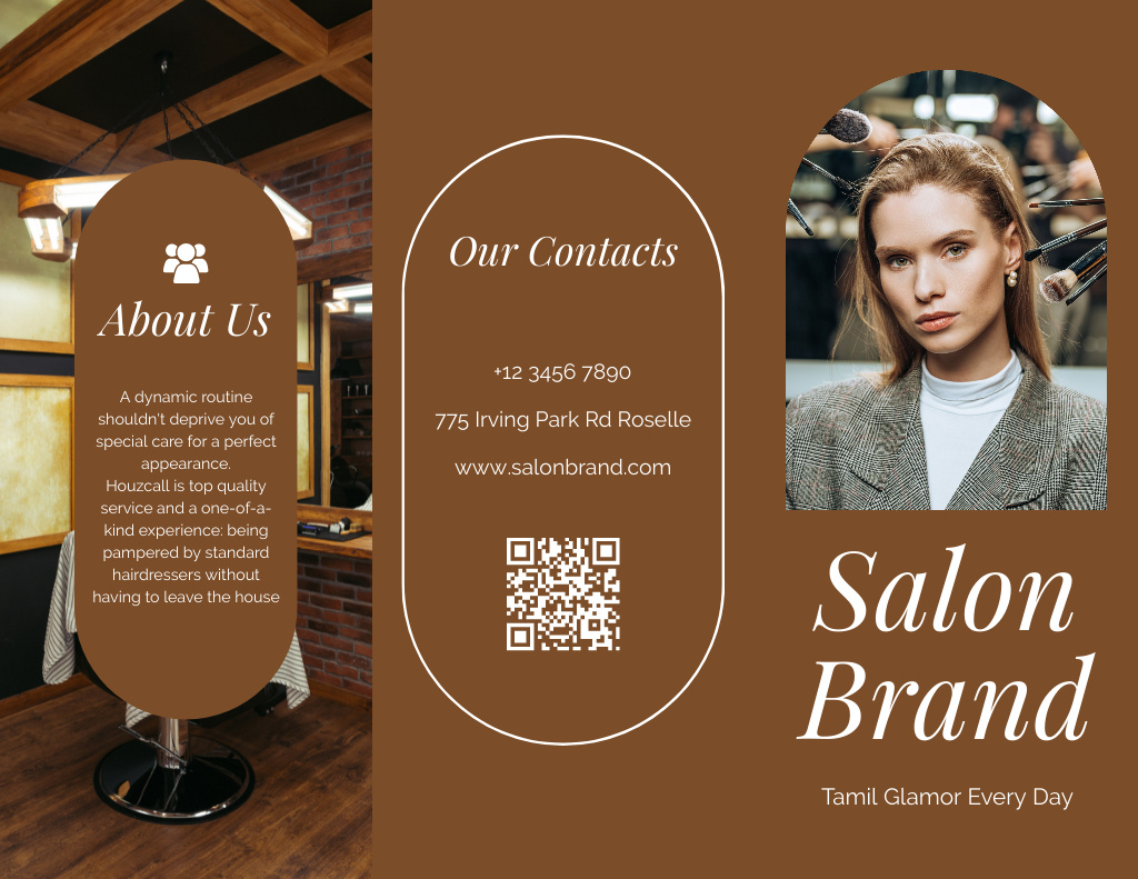 Luxury Beauty Salon Ad Brochure 8.5x11in Tasarım Şablonu