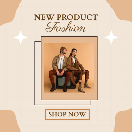 Fashion Clothes Collection Ads with Stylish Couple Instagram Design Template