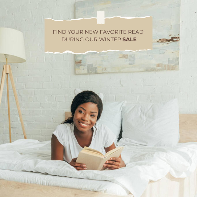 Books Sale Announcement with Black Woman Instagram Design Template