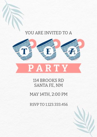 Announcement of Tea Party Invitation Design Template