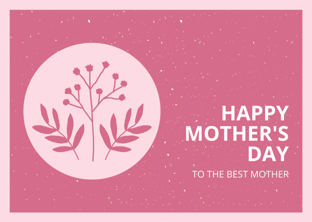 Mother's Day Greeting with Tender Flower Illustration Postcard 5x7in Design Template